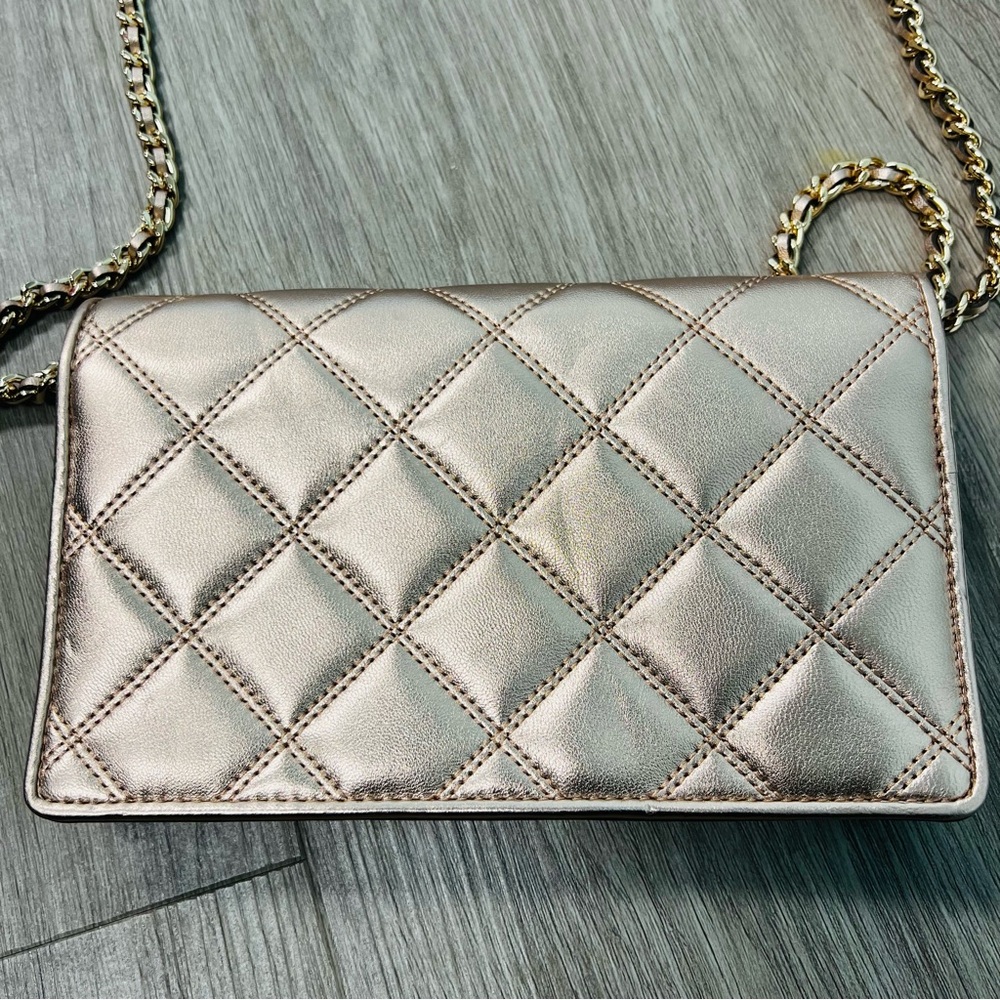 Tory Burch Savannah Chain Flat Wallet Rose Gold Crossbody Bag - Picture 6 of 11